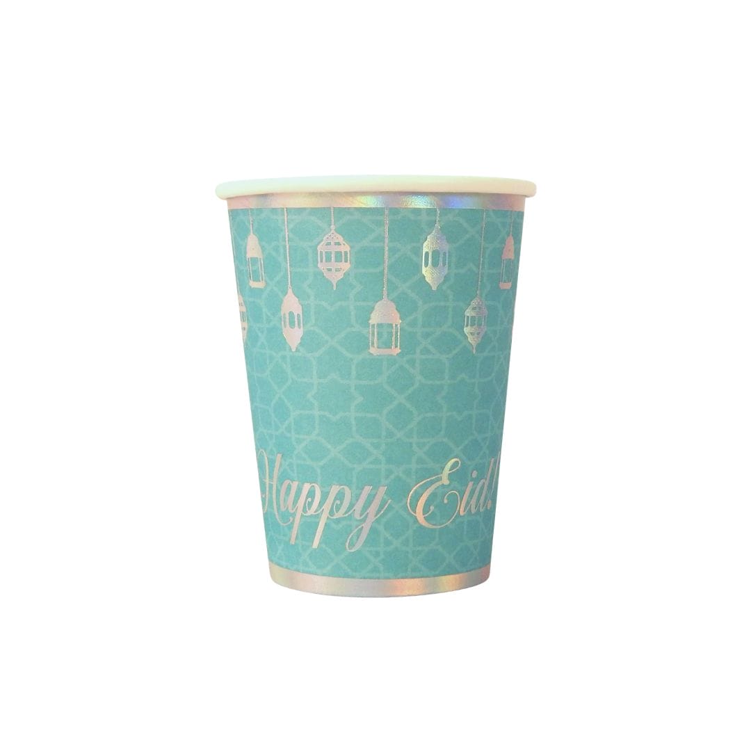 Happy Eid Party Cups (10pk) - Teal & Iridescent - Peacock Supplies