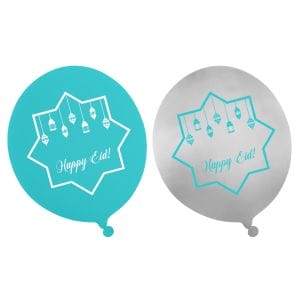 Happy Eid Balloons (10pk) - Teal & Iridescent- Peacock Supplies