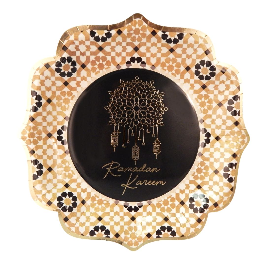 Ramadan Kareem Party Plates (10pk) - Black & Gold - Peacock Supplies