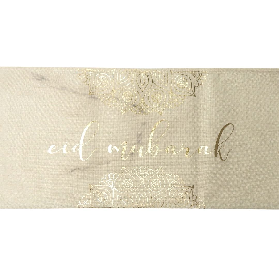 Eid Table Runner - Marble & Gold - Peacock Supplies