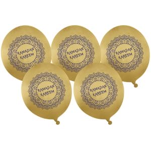 Ramadan Kareem Party Balloons (5pk) - Gold - Peacock Supplies