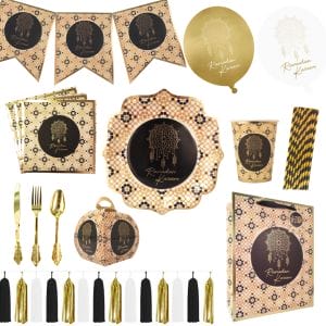Party In A Box - Ramadan - Black & Gold - Peacock Supplies