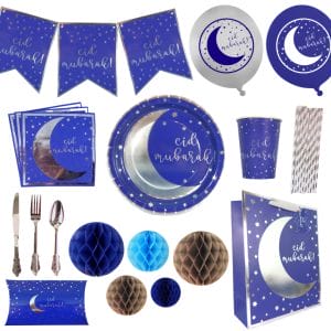 Party In A Box - Eid - Navy & Silver - Peacock Supplies