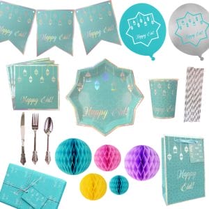 Party In A Box - Eid - Teal & Iridescent - Peacock Supplies