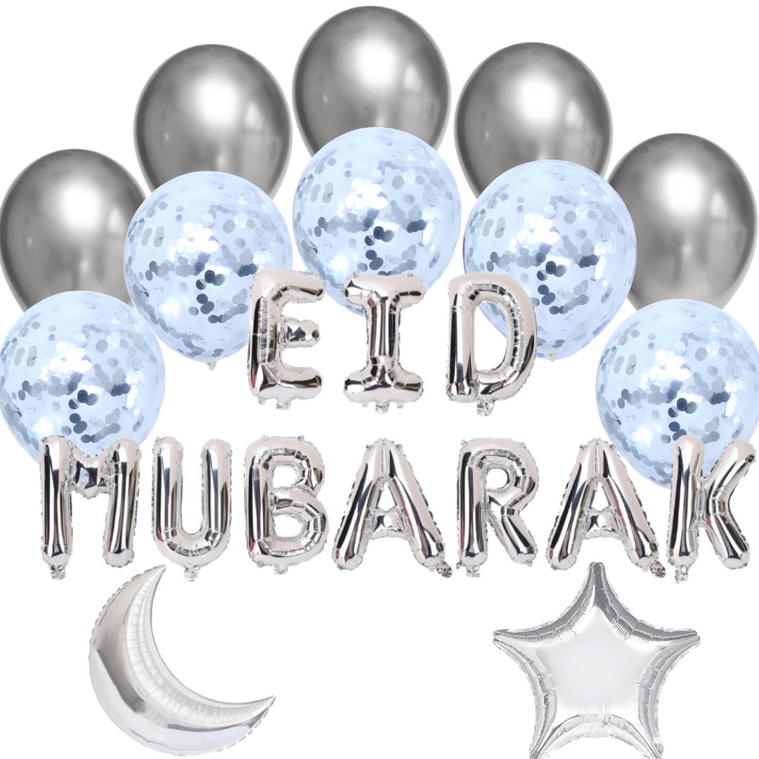 Balloon Bundle - Eid Mubarak - Silver - Peacock Supplies