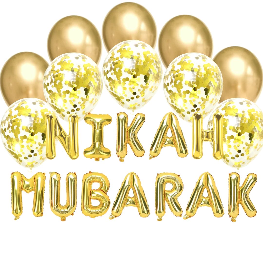 Balloon Bundle - Nikah Mubarak - Gold - Peacock Supplies