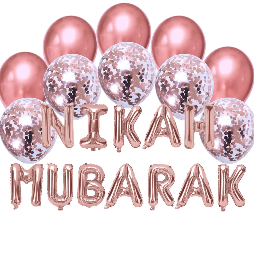 Balloon Bundle - Nikah Mubarak - Rose Gold - Peacock Supplies