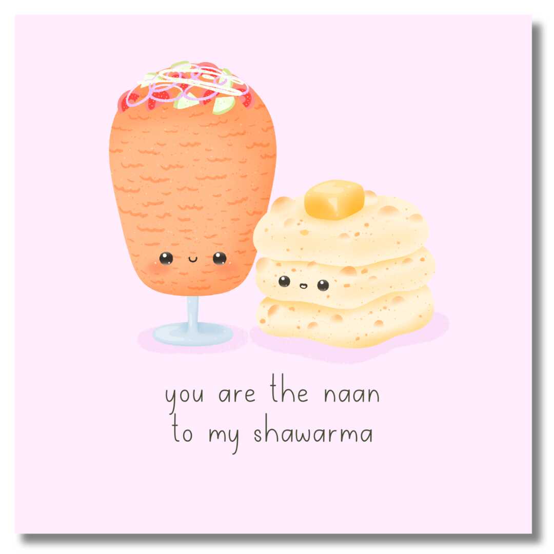 Food Couples Greeting Card - Shawarma & Naan