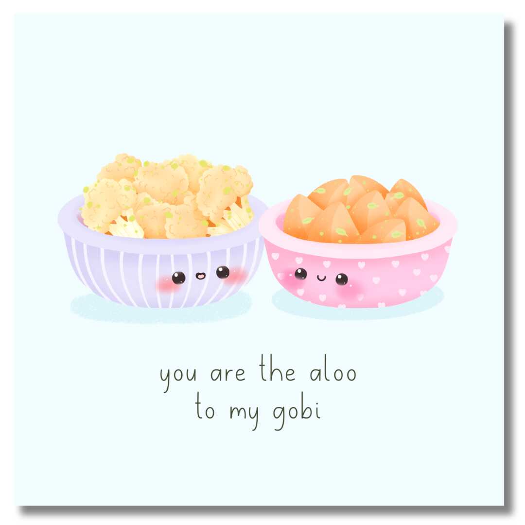 Food Couples Greeting Card - Aloo & Gobi