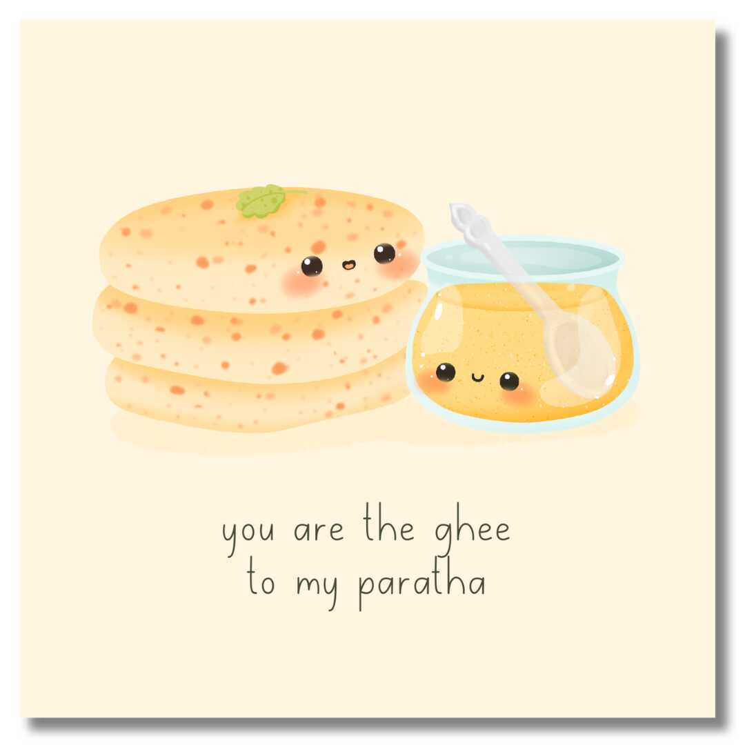 Food Couples Greeting Card - Paratha & Ghee