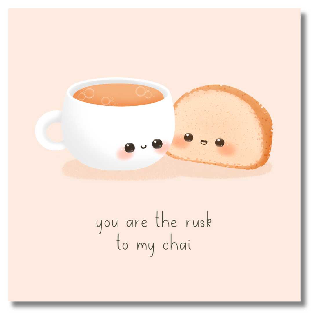 Food Couples Greeting Card - Chai & Rusk