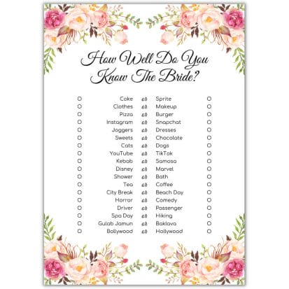 How Well Do You Know The Bride Game (10pk)