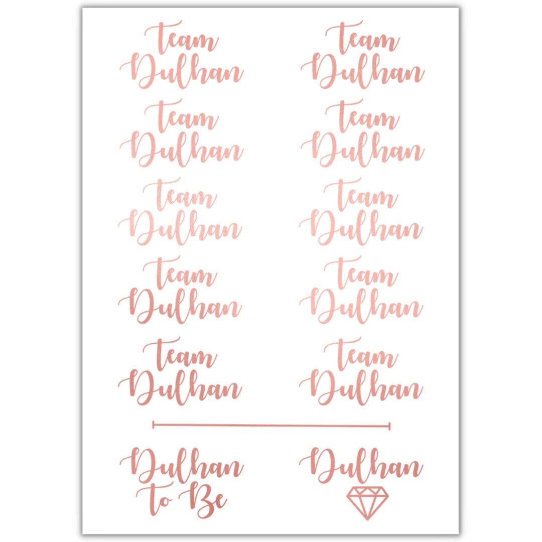 Team Dulhan Tattoo Sheet – Rose Gold