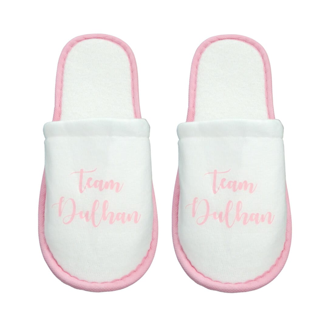 Team Dulhan Slippers – White & Rose