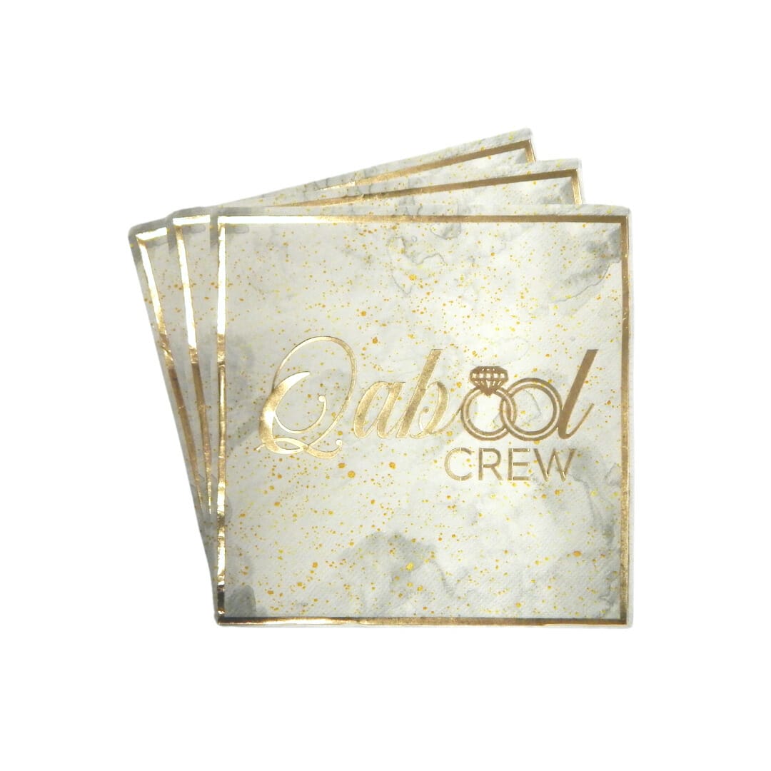 Qabool Crew Party Napkins (20pk) - Grey & Gold