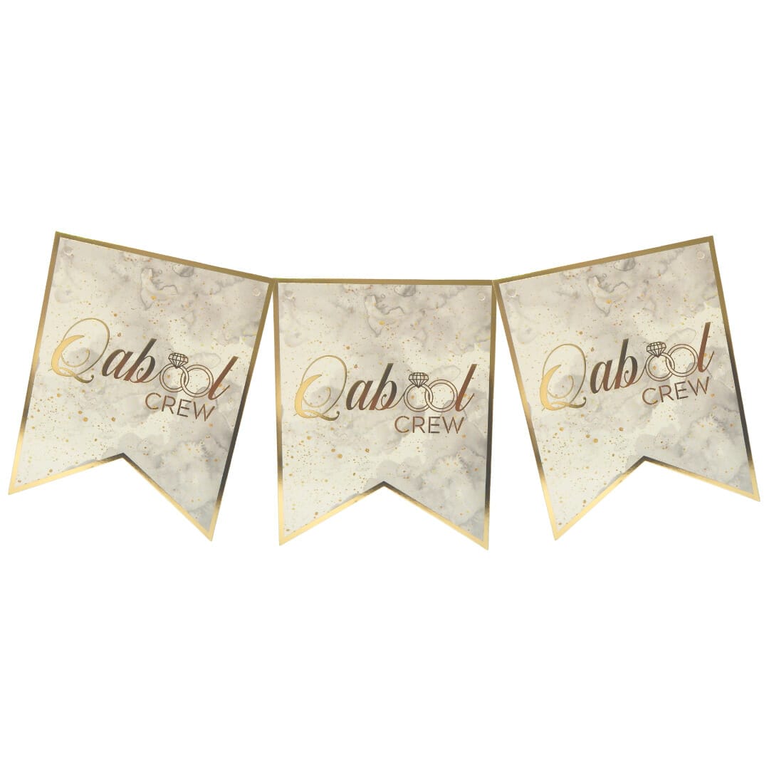 Qabool Crew Party Banner - Grey & Gold