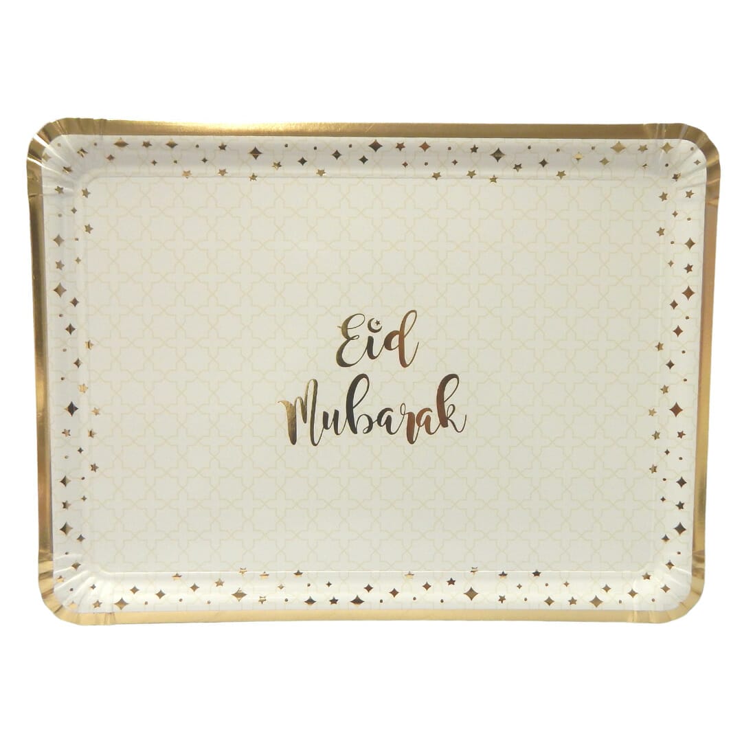 Eid Mubarak Serving Trays (3pk) - Cream & Gold