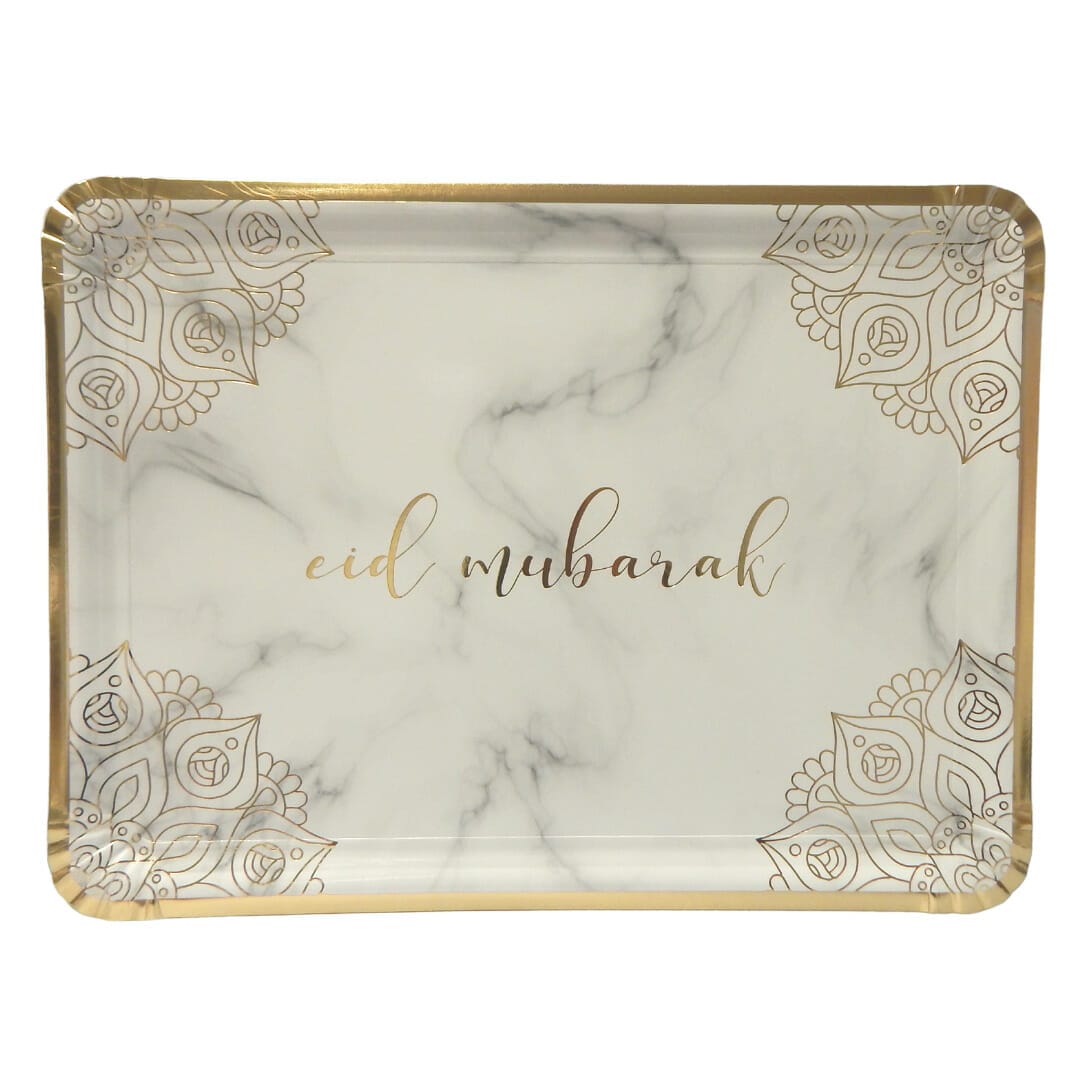 Eid Mubarak Serving Trays (3pk) - Marble & Gold