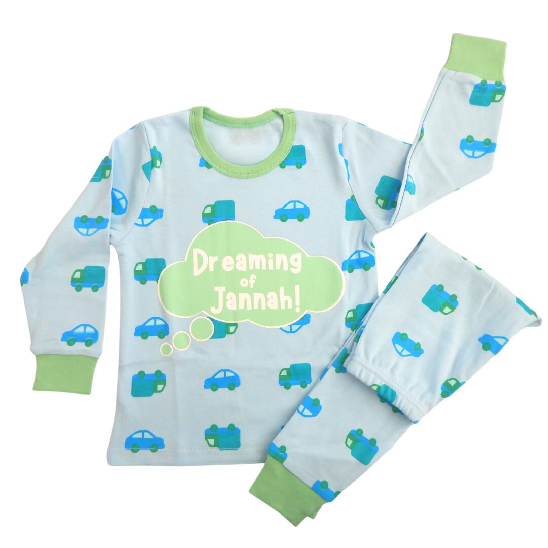 Dreaming of Jannah Kids Pyjamas – Blue & Green