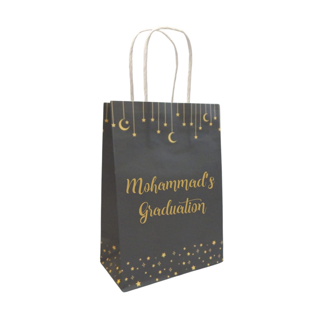 Personalised Treat Bags (20pk) - Moon & Stars - Black