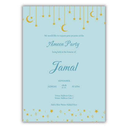 Personalised Ameen Party Invitations (20pk) - Blue