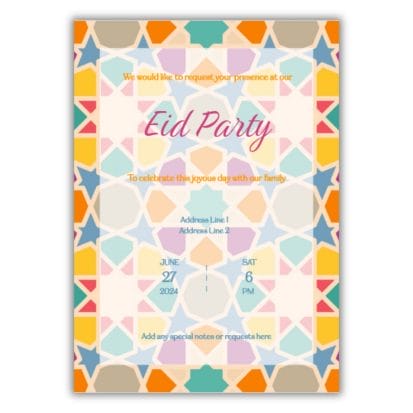 Personalised Eid Party Invitations (20pk) - Geometric