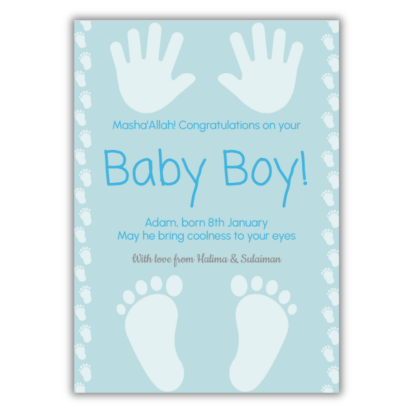 Personalised Muslim Baby Boy Greeting Card