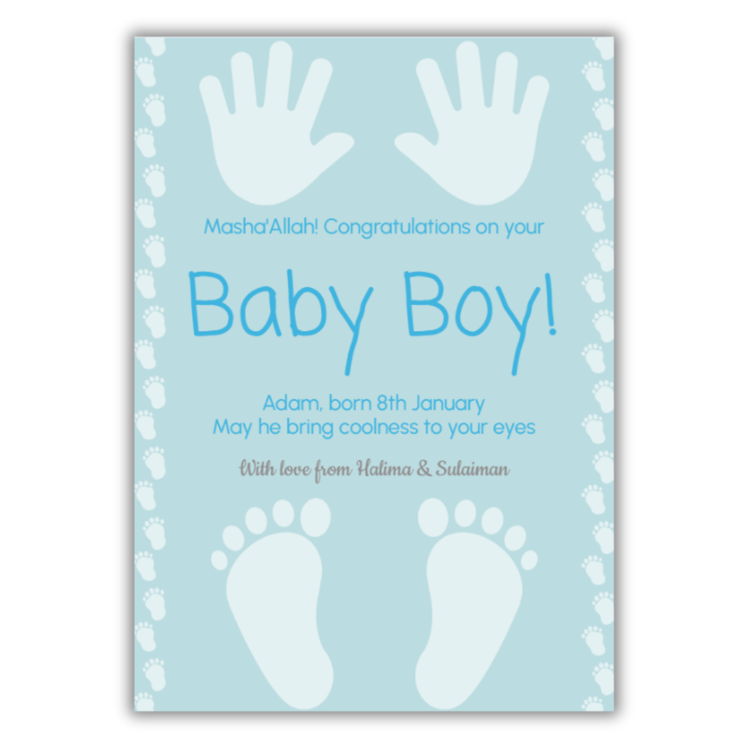 Personalised Muslim Baby Boy Greeting Card