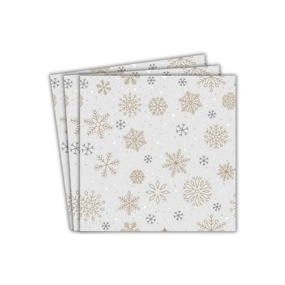 Snowflakes Party Paper Napkins (20pk) - Natural