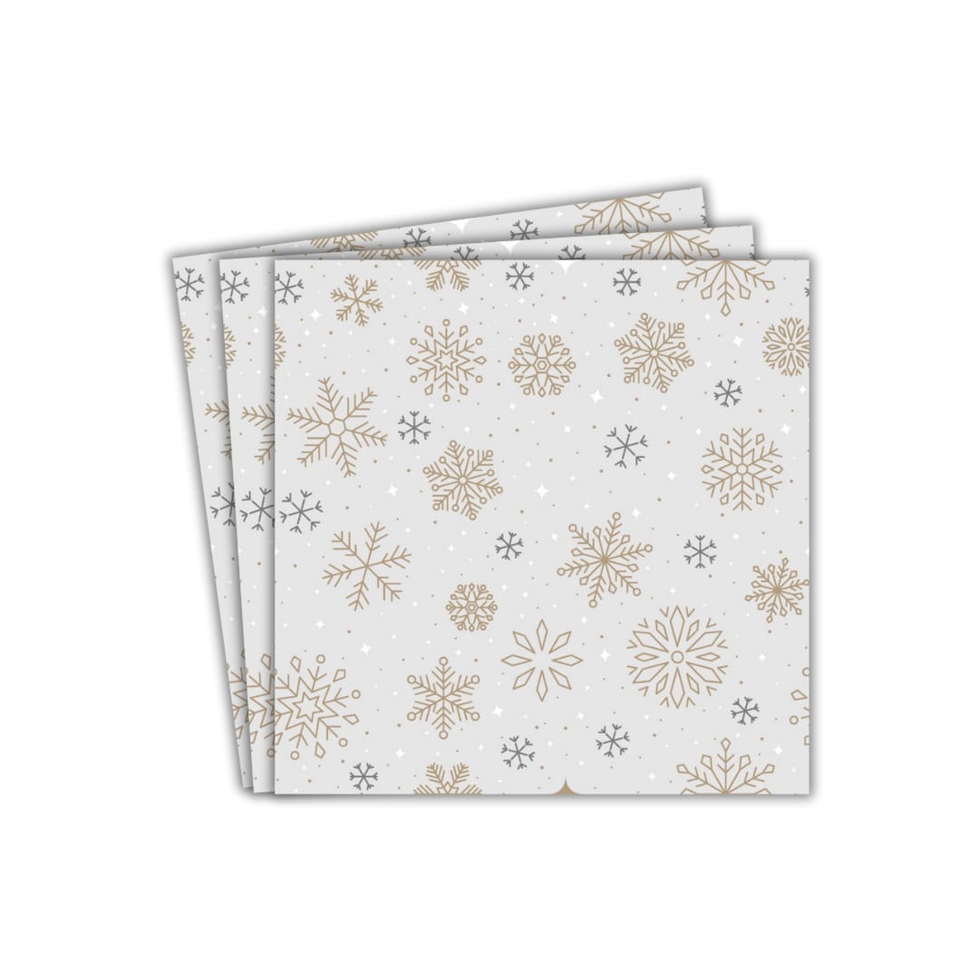 Snowflakes Party Paper Napkins (20pk) - Natural