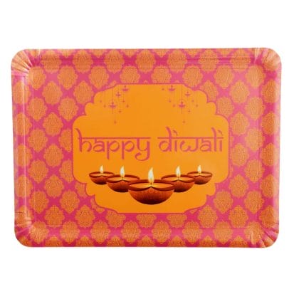 Happy Diwali Serving Trays (3pk) - Pink & Orange