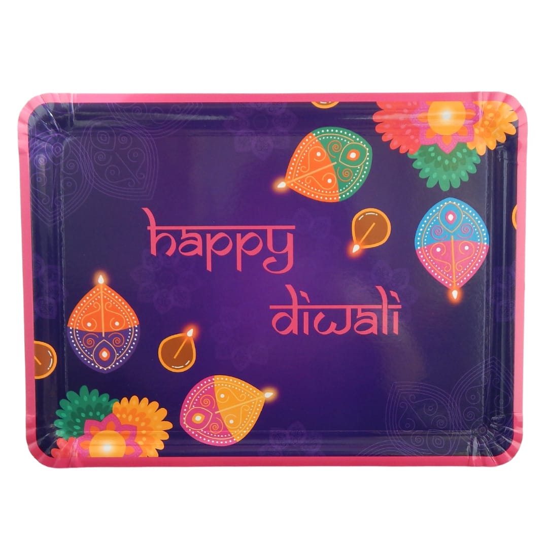 Happy Diwali Serving Trays (3pk) - Purple & Pink