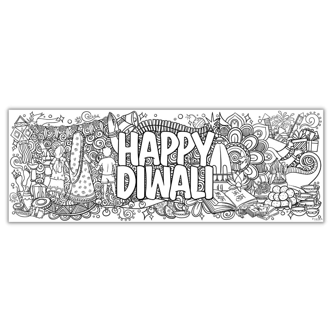 Happy Diwali Giant Colouring Poster Banner - 1.4m