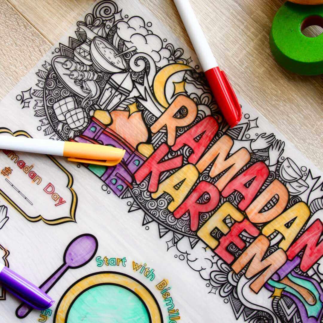 Ramadan Doodle Colour In Silicone Placemat