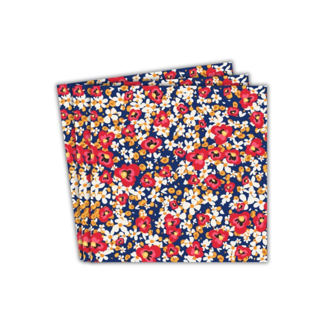 Floral Party Paper Napkins (20pk) - Red & Navy