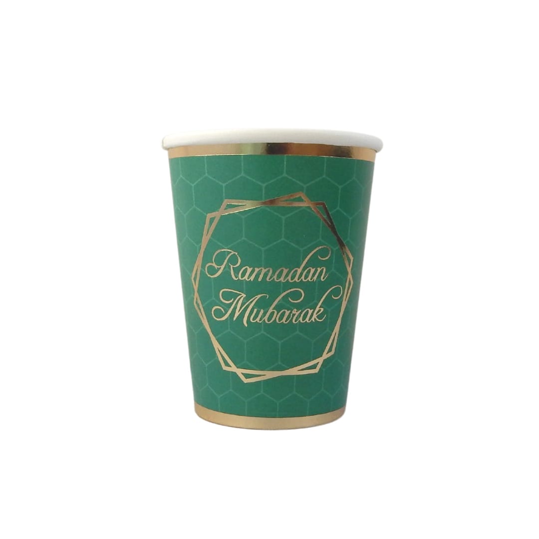 Ramadan Mubarak Party Cups (10pk) - Green & Gold