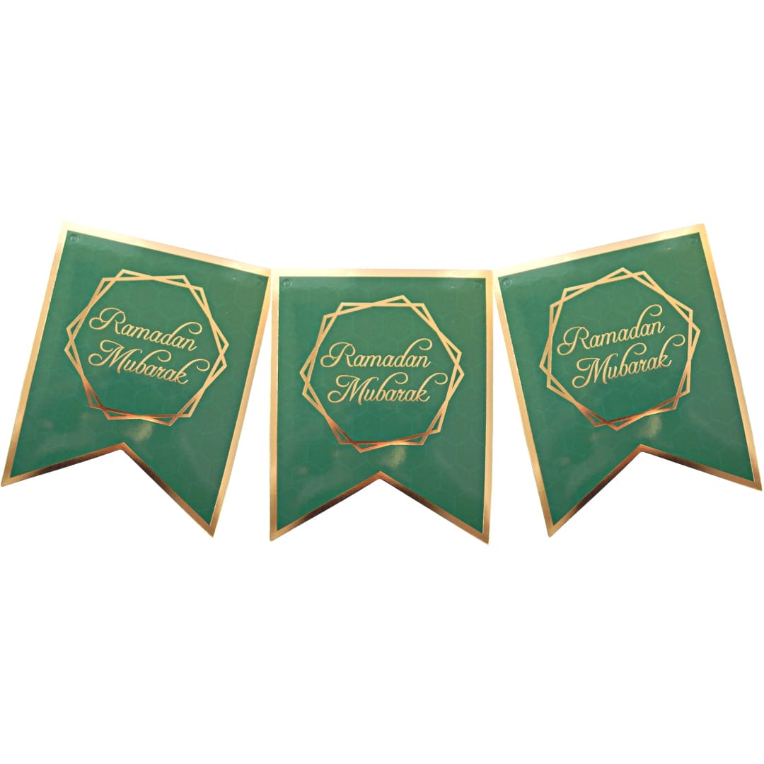 Ramadan Mubarak Party Banner - Green & Gold
