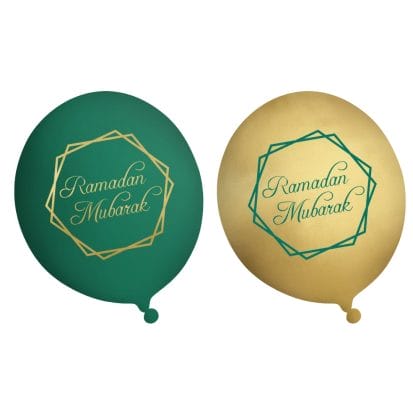 Ramadan Mubarak Party Balloons (10pk) - Green & Gold