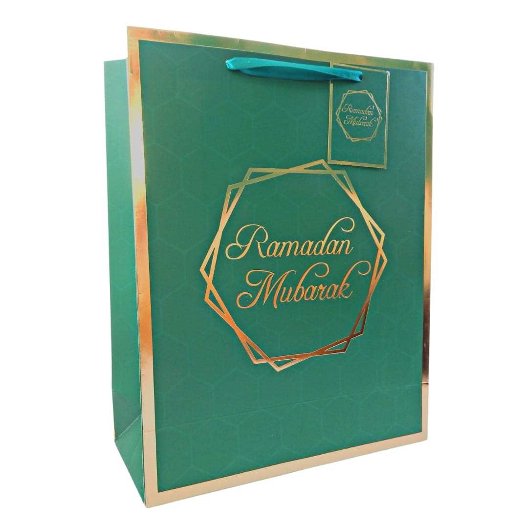 Ramadan Mubarak Gift Bag - Green & Gold
