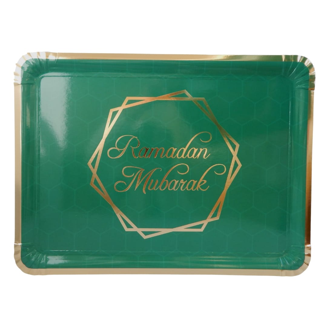 Ramadan Mubarak Serving Trays (3pk) - Green & Gold