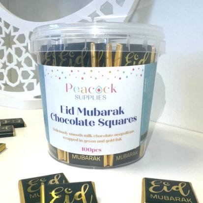 Eid Chocolate Squares Tub (100pk) - Green & Gold