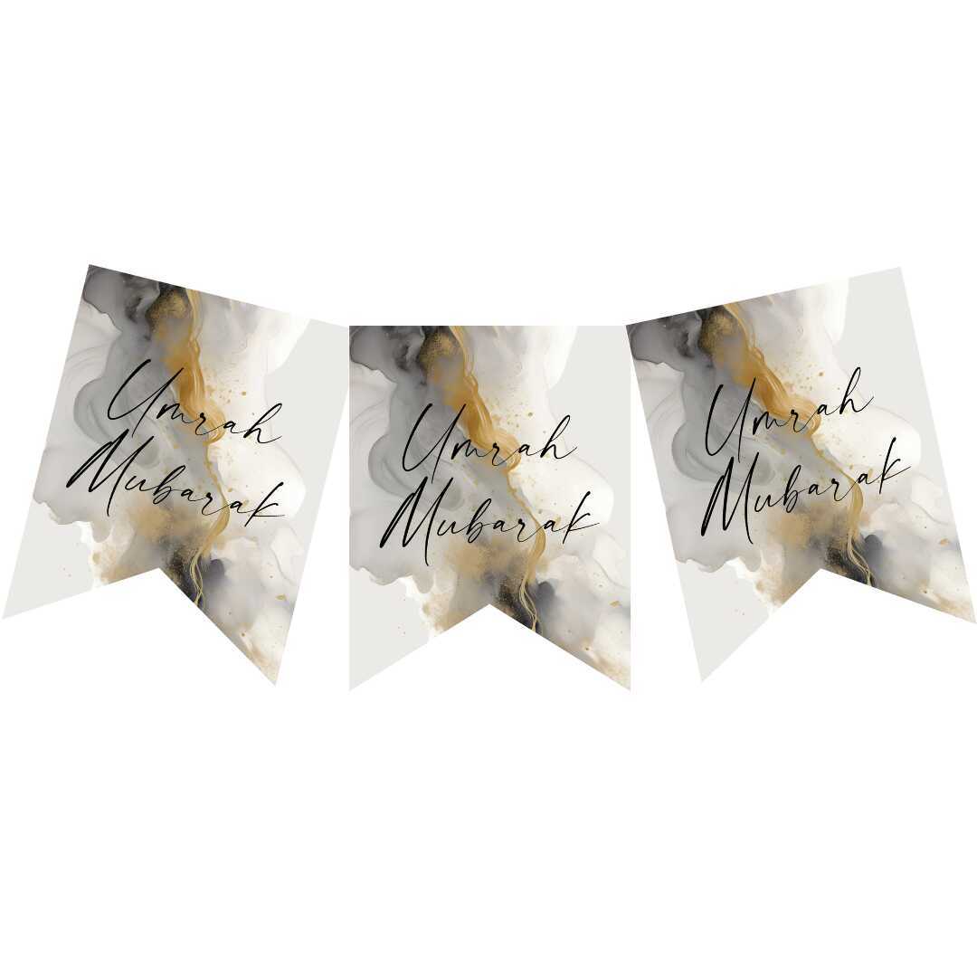 Umrah Mubarak Banner - Cream & Black