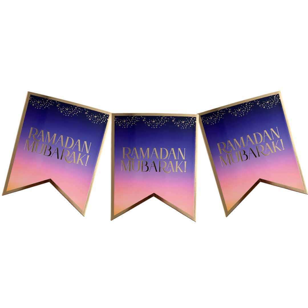 Ramadan Mubarak Party Banner - Purple & Gold