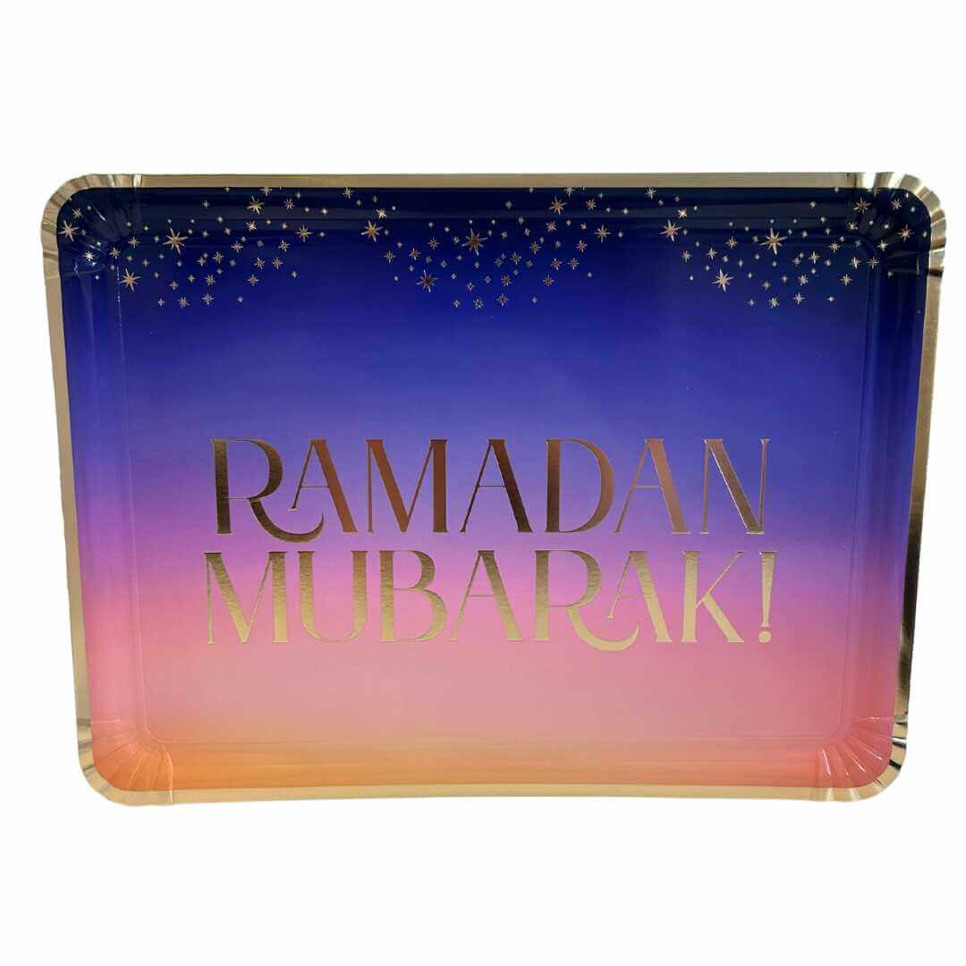 Ramadan Mubarak Serving Trays (3pk) - Purple & Gold